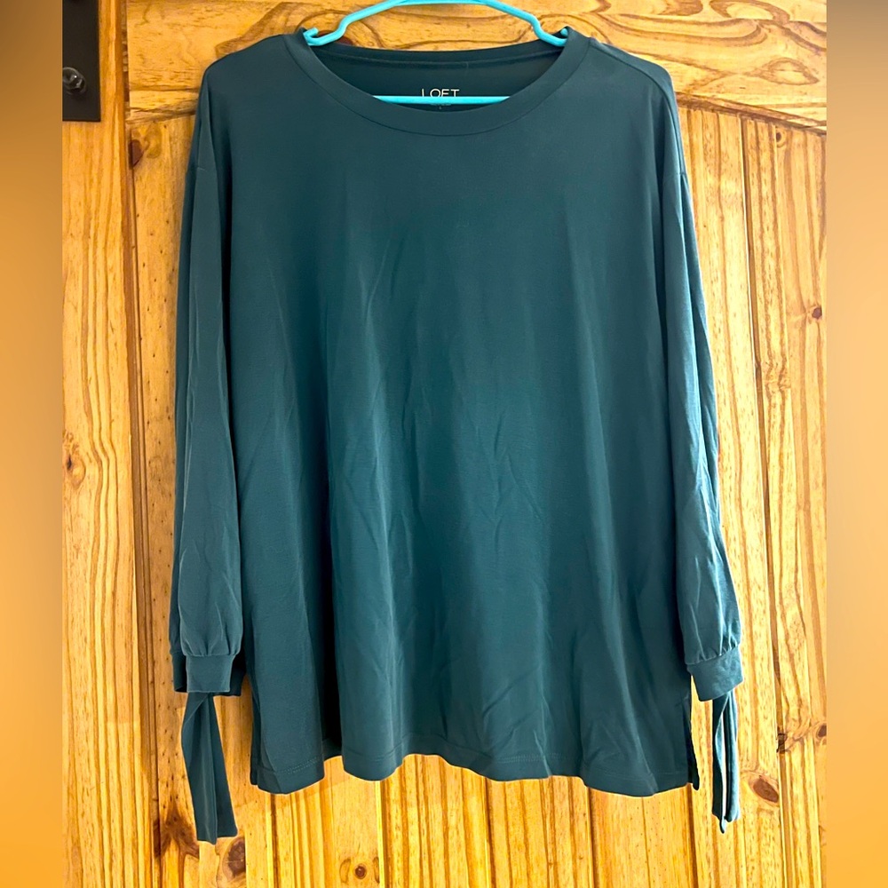 Teal Tie Sleeve Top LOFT Outlet